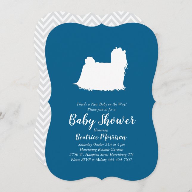 Maltese Dog Baby Shower Blue Boy Invitation (Front/Back)