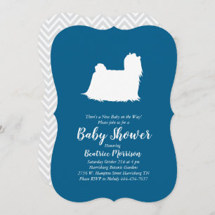 Maltese Dog Baby Shower Blue Boy Invitation