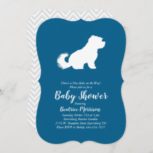 Maltese Dog Baby Shower Blue Boy Invitation