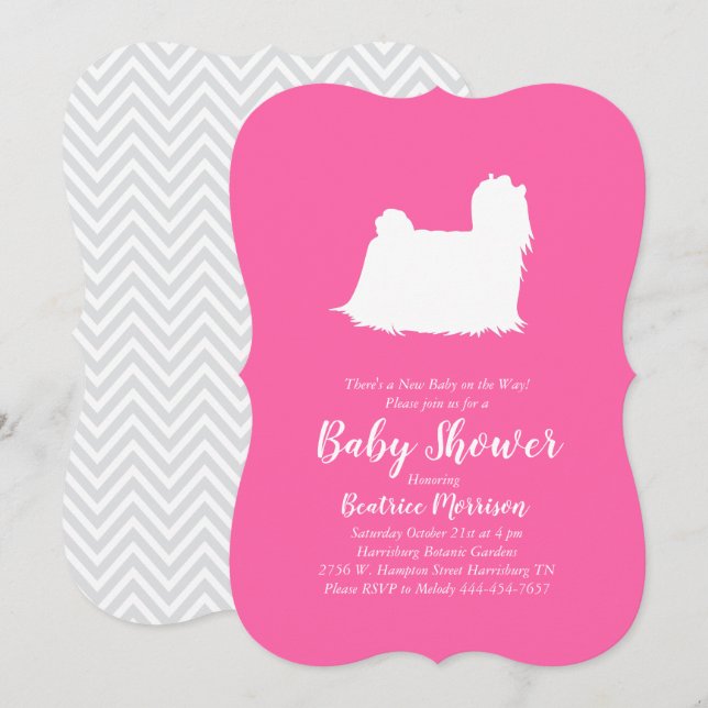 Maltese Dog Baby Shower Pink Girl Invitation (Front/Back)
