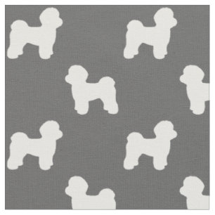 Maltese Dog Breed Silhouettes Patterned Fabric