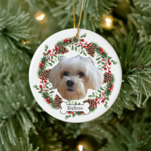 maltese dog ceramic ornament