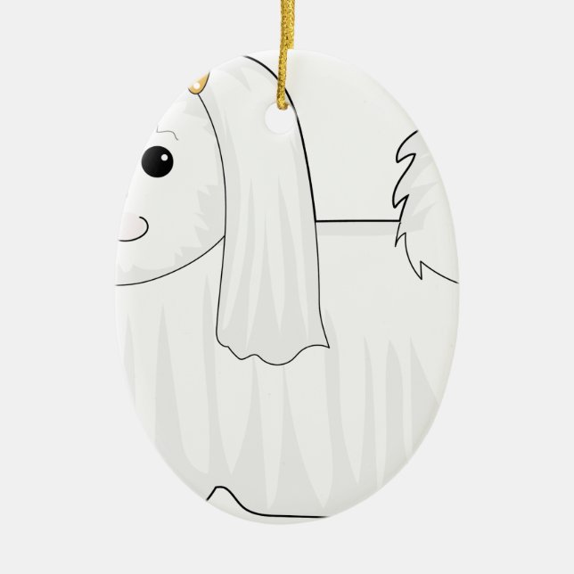 Maltese Dog Ceramic Tree Decoration (Front)