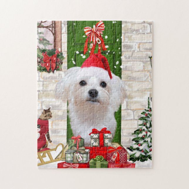 Maltese Dog Christmas  Jigsaw Puzzle (Vertical)