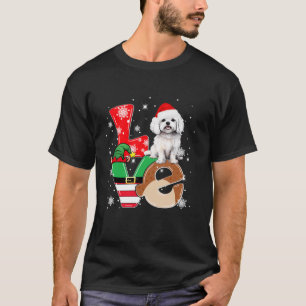 Maltese Dog Christmas Light Funny Dog Animal Lover T-Shirt