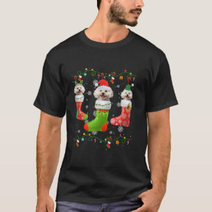 Maltese Dog Christmas Socks Lights Puppy Dog Lover T-Shirt