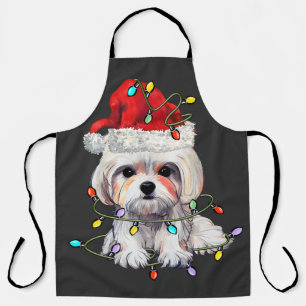 Maltese Dog Christmas, Xmas Maltese Dog Apron