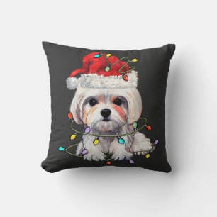Maltese Dog Christmas, Xmas Maltese Dog Cushion