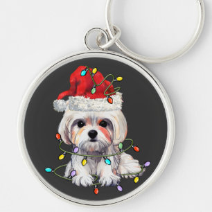 Maltese Dog Christmas, Xmas Maltese Dog Key Ring