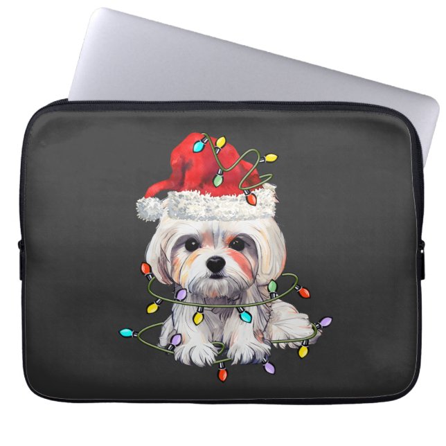 Maltese Dog Christmas, Xmas Maltese Dog Laptop Sleeve (Front)