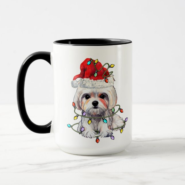 Maltese Dog Christmas, Xmas Maltese Dog Mug (Left)