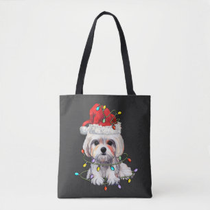 Maltese Dog Christmas, Xmas Maltese Dog Tote Bag