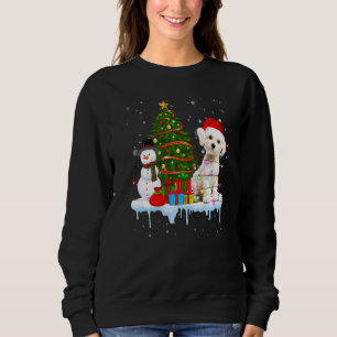 Maltese Dog Costume Santa Lights Hat In Snow Chris Sweatshirt