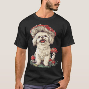 Maltese Dog Cottagecore Aesthetic Mushroom Hat T-Shirt