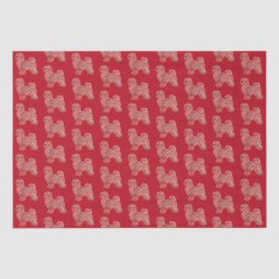 Maltese Dog Cute Christmas Silhouette Red Tissue Paper