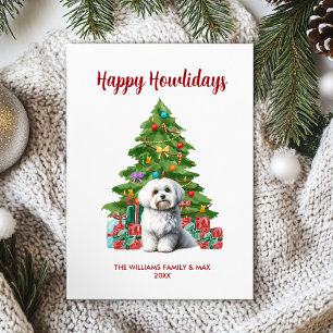 Maltese Dog Family Christmas Holiday Card