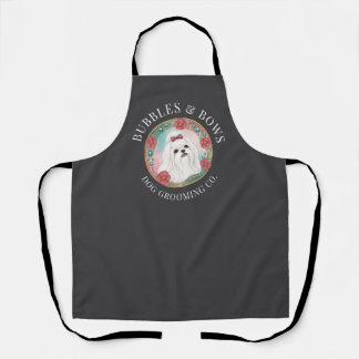 Maltese Dog Grooming Apron | Deluxe Charcoal Gray