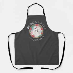 Maltese Dog Grooming Apron Deluxe Charcoal Grey