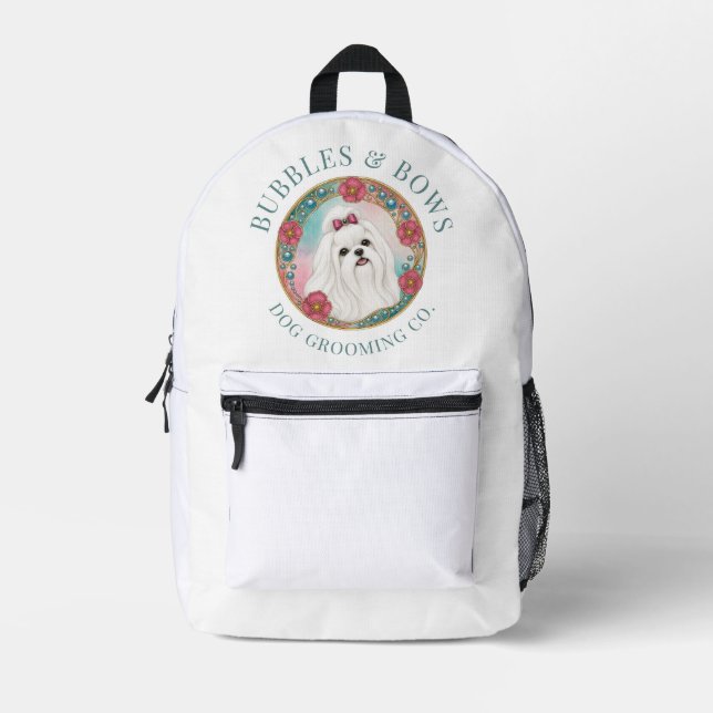 Maltese Dog Grooming Kit Bag | Backpack (Front)