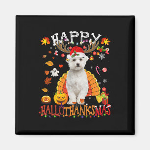 Maltese Dog Halloween Christmas Dog Happy Hallotha Magnet