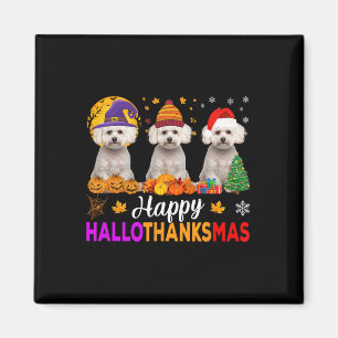 Maltese Dog Halloween Christmas Hallothanksmas 1 Magnet