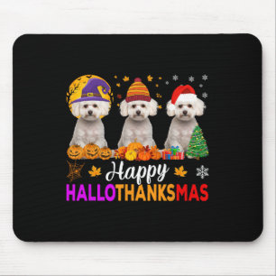 Maltese Dog Halloween Christmas Hallothanksmas 1 Mouse Pad