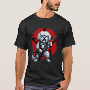 Maltese Dog Heavy Metal Guitar Rock Dog Lover T-Shirt