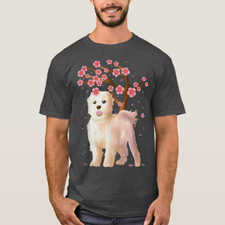 Maltese Dog Japanese Sakura Cherry Blossom Flower T-Shirt