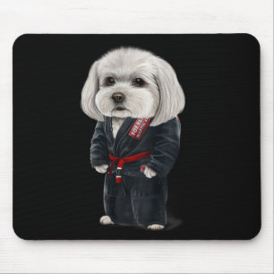 Maltese Dog Judo Karate Master In Black Judogi  Mouse Pad