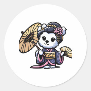 Maltese Dog Kimono Classic Round Sticker