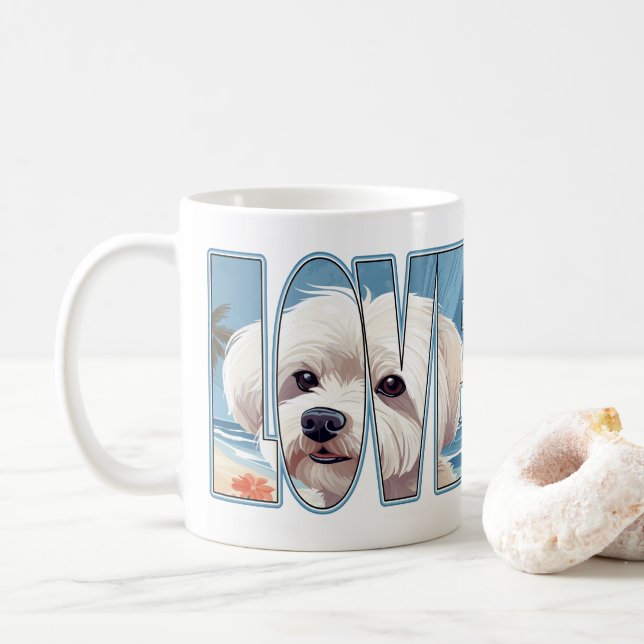 Maltese Dog Love Coffee Mug (With Donut)