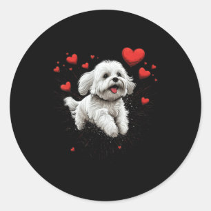 Maltese Dog Love Heart For Valentines Day Maltese  Classic Round Sticker