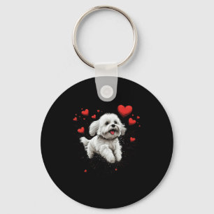 Maltese Dog Love Heart For Valentines Day Maltese Key Ring