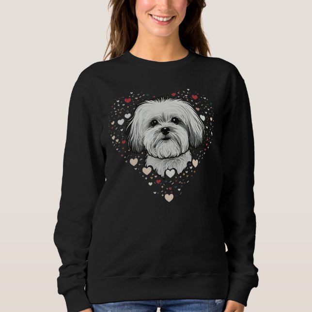 Maltese dog Love Heart for Valentines Day Maltese  Sweatshirt (Front)