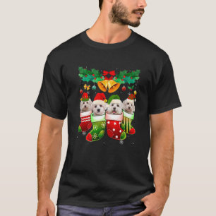 Maltese Dog Lover Christmas Socks Funny Xmas Pajam T-Shirt