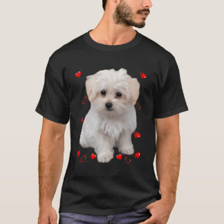 Maltese Dog Lover T-Shirts Long Sleeve With Hearts