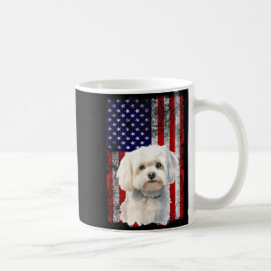 Maltese Dog Lover US Flag 4th of July Patriotic Coffee Mug