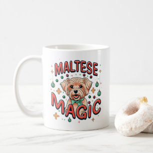 Maltese Dog Magic - Christmas in Retro 80s Style Coffee Mug