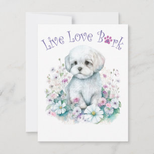 Maltese Dog Mum Floral Card
