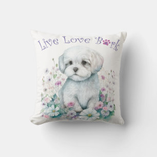 Maltese Dog Mum Floral Cushion