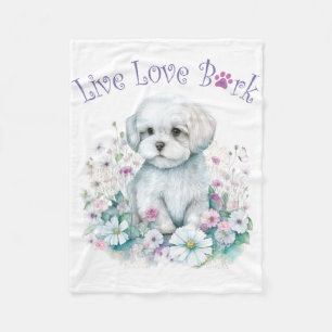 Maltese Dog Mum Floral Fleece Blanket
