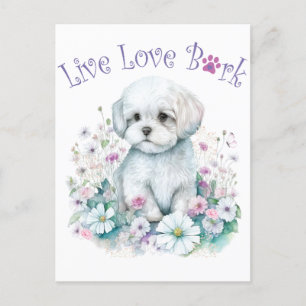 Maltese Dog Mum Floral Postcard