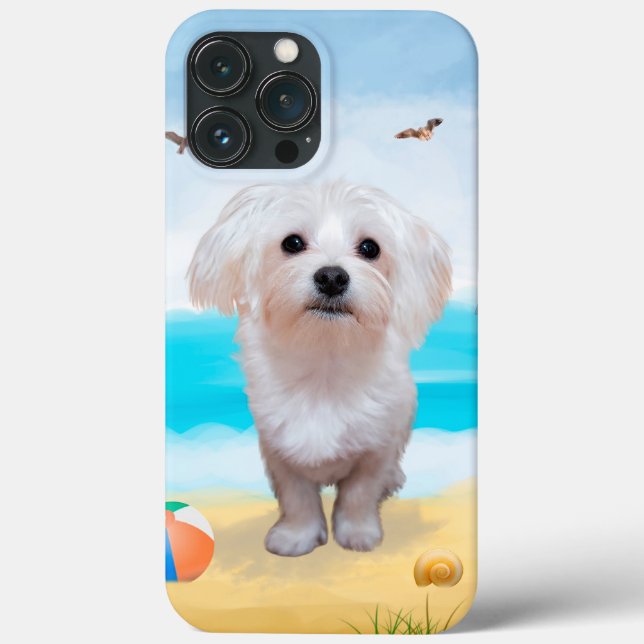 Maltese Dog on Beach Case-Mate iPhone Case (Back)