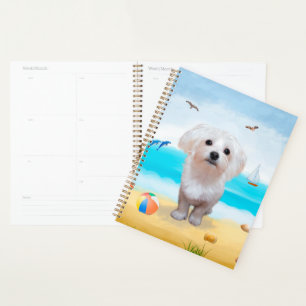 Maltese Dog on Beach Planner