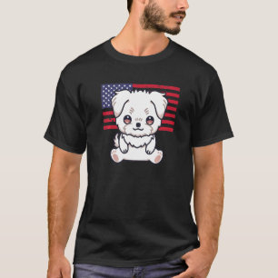 Maltese Dog Owner 4th Of July Patriotic Usa Americ T-Shirt