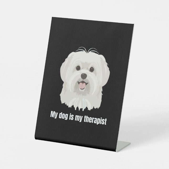 Maltese Dog Pedestal Sign (Front)