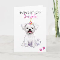 Maltese Dog Personalised Happy Birthday 