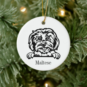 Maltese dog personalised pet ornament, Cu Ceramic Ornament