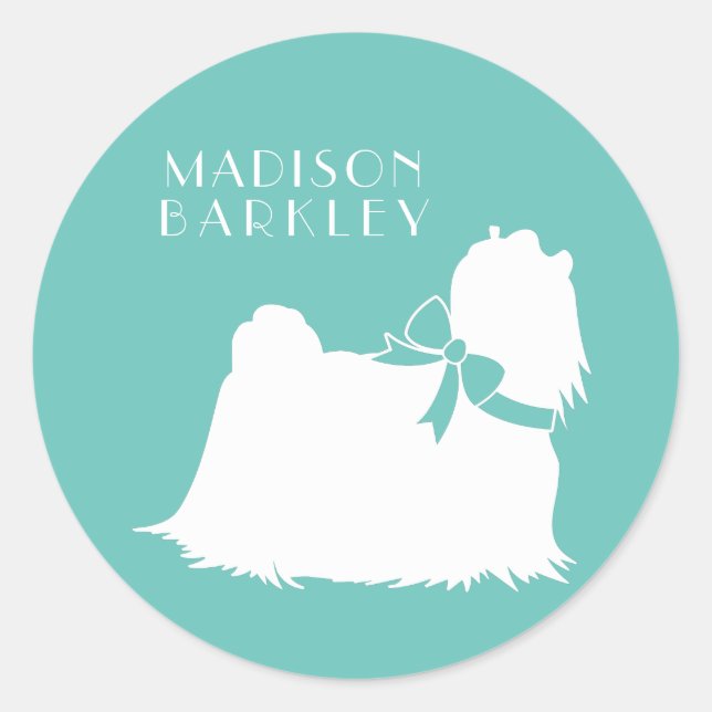 Maltese Dog Puppy Long Hair Classic Round Sticker (Front)