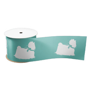 Maltese Dog Puppy Long Hair Satin Ribbon
